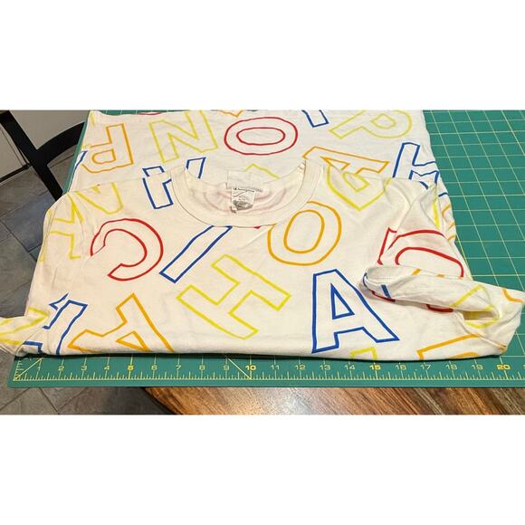 Champion Scrambled Letters Tee Men’s M White Primary Colors Crew Neck - Picture 12 of 13